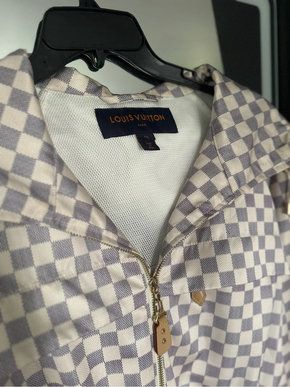 Louis Vuitton sz s sz 40 Checked Hooded Drawstring Parka Jacket - Cream Check